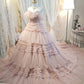 Lovely Pink Ruffles Prom Dresses Ball Gown Evening Gown        S6329