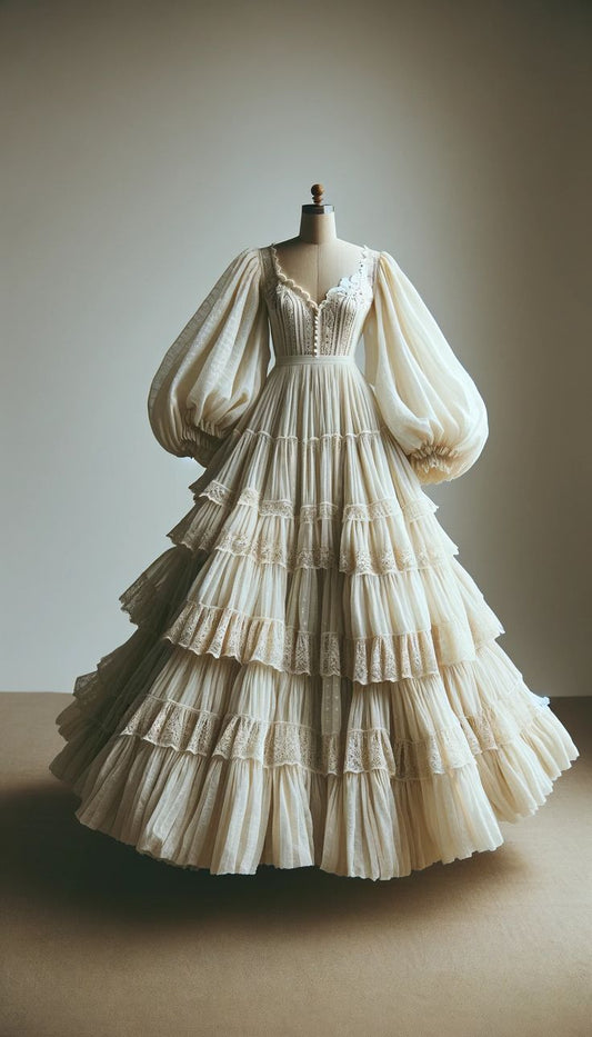 A Line Champagne Long Ball Gown Wedding Dresses Evening Party Dress        S6422