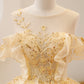 Yellow Ball Gown Beaded Sweet 16 Dress, Yellow Long Prom Dress Formal Dress     S6356
