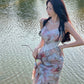 Floral suspender dress for women summer party dress    S5791