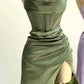 Mermaid Satin Long Prom Dress With Side Slit Long Evening Dress       S6514