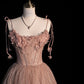 Elegant A Line Pink Tulle Long Prom Dress, Evening Dress       S6511
