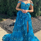 Gorgeous Off The Shoulder Glitter Prom Dress With Appliques And Split      S6458