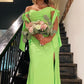 Off the Shoulder Lemon Green Ruched Mermaid Long Formal Dress      S6517