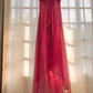 Pink A Line Formal Party Dress Ruffle Long Prom Dress       S5895
