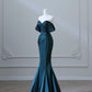 Satin Off the Shoulder Pleats Prom Dress Evening Dress     S6910