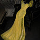 Yellow Shiny Cocktail Dresses Fashion Prom Dresses Long Party Dress    S6480