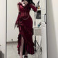 Elegant Formal Bodycon Birthday Party Dress Sexy Burgundy Dress       S6398
