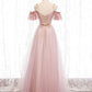 V Neck Tulle Lace Long Prom Dress, Bridesmaid Dress      S6336
