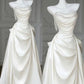 Elegant ivory strapless satin long wedding dress        S6404