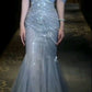 Elegant Mermaid Off The Shoulder Blue Tulle Prom Dresses      S6501