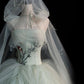A Line Tulle Prom Dress Strapless Long Prom Dresses Birthday Gown        S6549