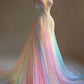 Colorful Unique Party Prom Dresses Sexy V Neck Long Evening Dress   S6604