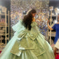 Sparkly Quinceanera Dresses Off The Shoulder Green Ball Gown Dress        S6425