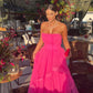 Strapless A Line Pink Long Prom Dress Evening Party Dress     S6248