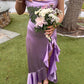 Simple Purple Mermaid Spaghetti Straps Side Slit Maxi Long Bridesmaid Dresses        S6530