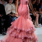 Pink Tulle Party Prom Dresses Long Evening Dress       S6598