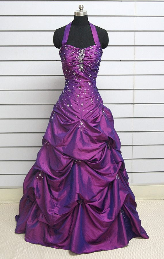 Vintage Purple Long Prom Dresses Birthday Outfits       S6545