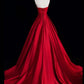 Red Simple Satin Long Party Dress Evening Dress, Red Satin Formal Dress       S6295
