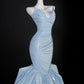 Blue Mermaid Long Princess Dress Evening Gown       S6556