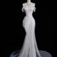 Off Shoulder Sequins Mermaid Long Wedding Dress Evening Dress       S5626