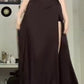 Elegant A Line Straps Floor Length Dark Brown Slit Prom Dresses       S6400