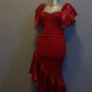 Red Irregular evening dress sheath prom dress       S5961