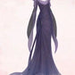 Chic Mermaid Jewel Neckline Grape Chiffon Evening Dress Long Prom Dresses      S6385