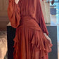 Elegant O-Neck Party Chiffon Prom Dresses Long Evening Dress          S6233