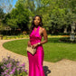 Hot Pink Halter Vintage Prom Dress Evening Party Dress       S6211