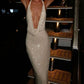 White Sequin Party Prom Dresses Sexy Long Evening Dress       S6599