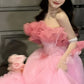 Cute Tulle Pink Long Prom Dress, A-Line Evening Party Dress     S6367