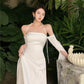 White evening gown for women elegant stunning off-shoulder dress     S5782