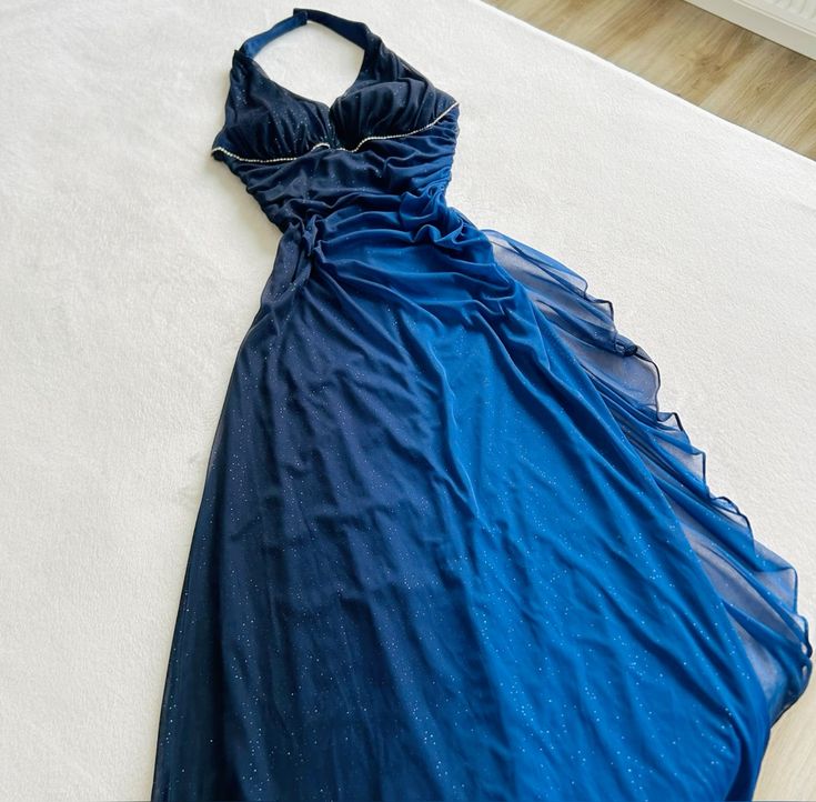 Navy Blue Ombre Chiffon Evening Gown Formal Dresses Prom Dresses         S6483