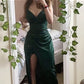 Dark Green V neck Long Sexy Prom Dresses       S6402