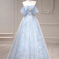 Tulle Flower Off the Shoulder Prom Dress        S6275