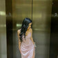 Elegant Sheath Sweetheart Sequin Pink Satin Slit Prom Dresses Evening Dress       S6568