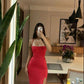 Elegant Red Mermaid Long Prom Dresses With Slit    S6190