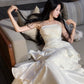 luxury spaghetti straps dress mermaid evening gowns birthday dress    S5932