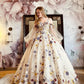New Wedding Dresses Long Sleeve Off Shoulder Fantasy Flowers Bridal Gowns    S6500