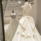 Elegant ivory a line backles satin long wedding dress        S6405