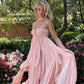 Sexy Pink Chiffon Long Prom Dress Birthday Outfits With Ruffles       S6167