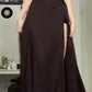 Elegant A Line Straps Floor Length Dark Brown Slit Prom Dresses       S6400