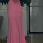Simple Sheath Strapless Pink Long Prom Dresses         S6071