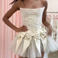 Ivory Strapless Wedding Dress, Short Hoco Prom Dress        S6399