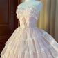 Strapless Layers Tulle Long Party Dress, Glam Prom Dress Formal Gown       S6391