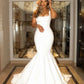 Elegant Square Neck Wedding Dress Women Sleeveless Satin Mermaid Bridal Gowns Floor Length Wedding Party Dress     S6578
