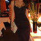 spaghetti straps sleeveless mid-length dress birthday party dress evening dress      S6110