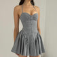 Grey halter suspender bandeau sexy slim-fitting A-line short skirt homecoming dress R2538