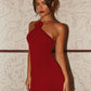 Burgundy halter neck 3D flower slim hip skirt homecoming dress R2434